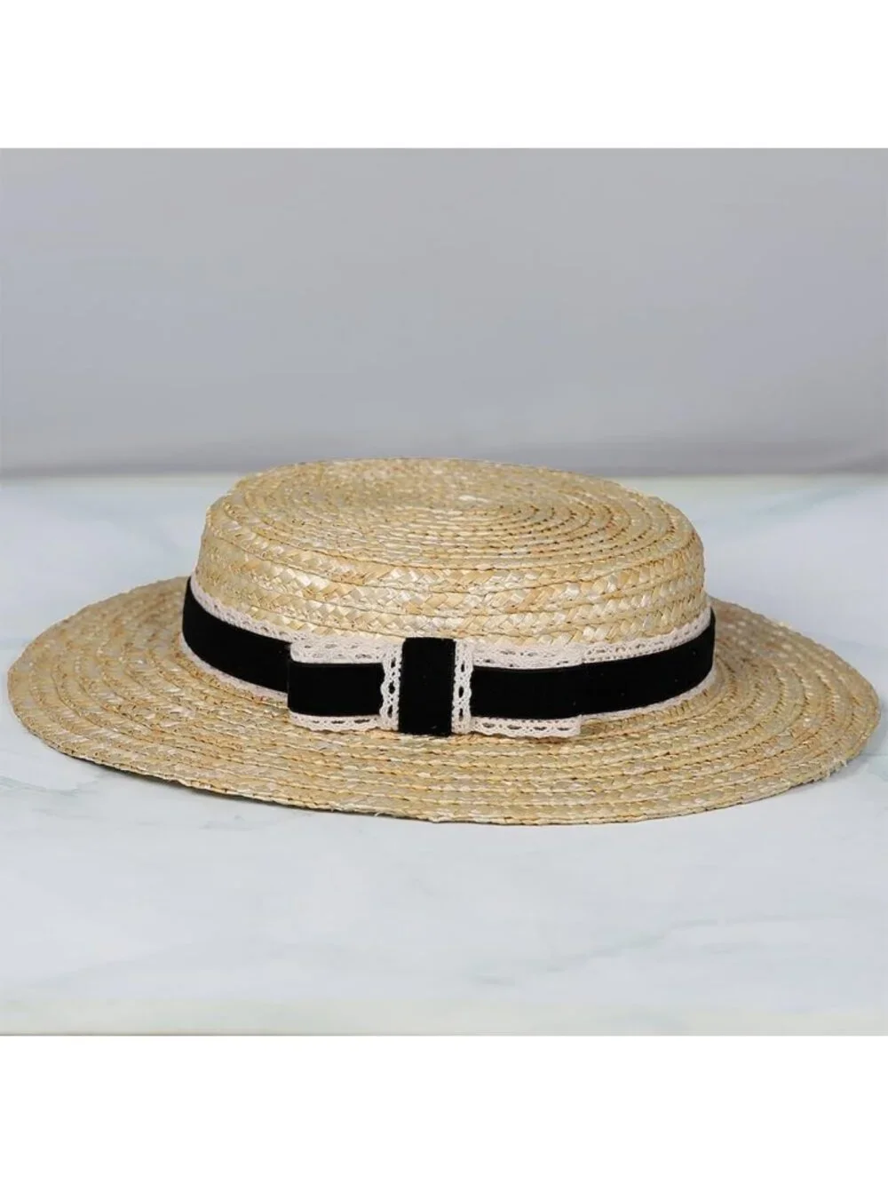 Stylish Women’s Bowknot Straw Hat - Summer Fedora, Beach Sun Hat, Boater